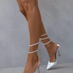 Γόβες μυτερές με Strass έλασμα Tfp - Ασημί