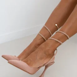 Γόβες μυτερές με Strass έλασμα Tfp - Nude