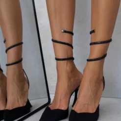 Γόβες μυτερές με Strass έλασμα Tfp - Μαύρο