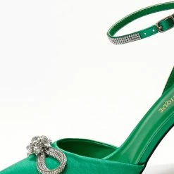 The Fashion Project Γόβες σατέν με μπαρέτα και Strass - Πράσινο -Γόβες Εκπτώσεις goves muteres me strass fiogko 104644 7iz0