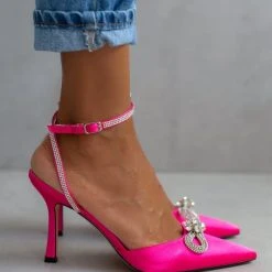 The Fashion Project Γόβες σατέν με μπαρέτα και Strass - Φούξια -Γόβες Εκπτώσεις goves muteres me strass fiogko 104645 jlwk 1