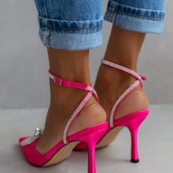 The Fashion Project Γόβες σατέν με μπαρέτα και Strass - Φούξια -Γόβες Εκπτώσεις goves muteres me strass fiogko 104645 v4ej 1