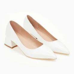 The Fashion Project Γόβες μυτερές με χαμηλό τακούνι - Λευκό -Γόβες Εκπτώσεις goves muteres me xamilo takouni 100009 6xhw 1