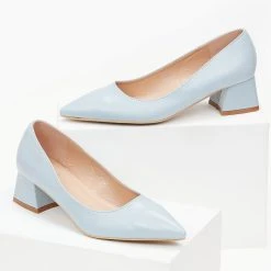 The Fashion Project Γόβες μυτερές με χαμηλό τακούνι - Γαλάζιο -Γόβες Εκπτώσεις goves muteres me xamilo takouni 100013 whls