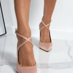 Γόβες μυτερές με χιαστί δέσιμο Tfp - Nude