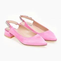 The Fashion Project Γόβες μυτερές σατέν με πέτρες - Φούξια -Γόβες Εκπτώσεις goves muteres saten me petres 99897 yxdk