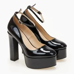 The Fashion Project Γόβες με φιάπα και μπαρέτα - Μαύρο -Γόβες Εκπτώσεις goves platform loustrini me mpareta 105590 9ikx 1