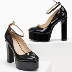 The Fashion Project Γόβες με φιάπα και μπαρέτα - Μαύρο -Γόβες Εκπτώσεις goves platform loustrini me mpareta 105590 c7k0 1