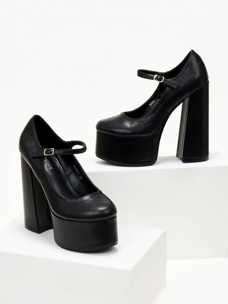 The Fashion Project Γόβες με φιάπα και κούμπωμα στο πλάι - Μαύρο 5 The Fashion Project Γόβες με φιάπα και κούμπωμα στο πλάι - Μαύρο - Image 5