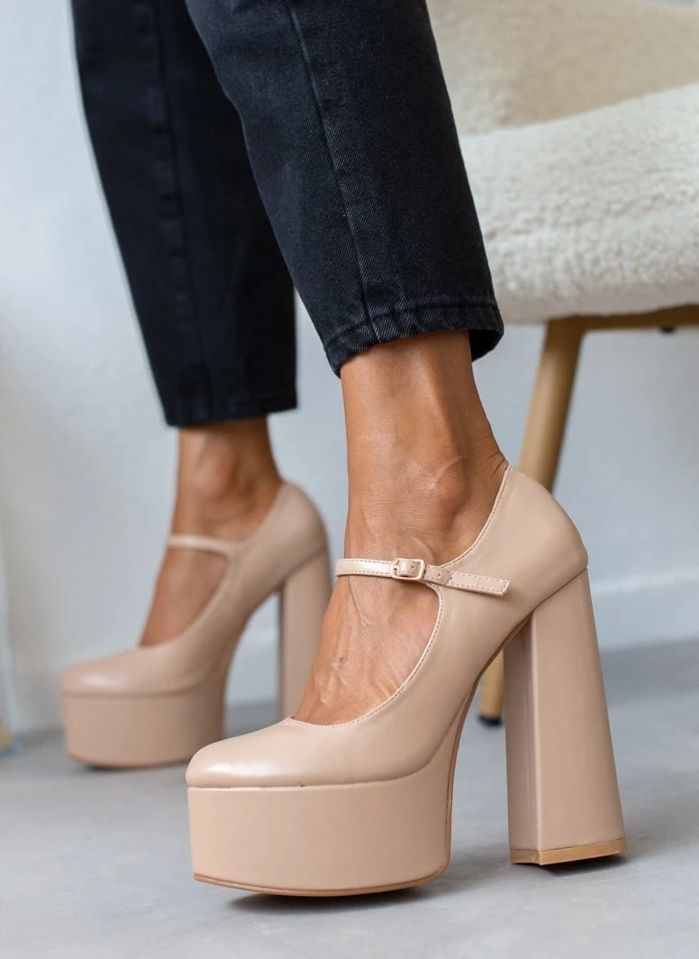 The Fashion Project Γόβες με φιάπα και κούμπωμα στο πλάι - Nude 7 The Fashion Project Γόβες με φιάπα και κούμπωμα στο πλάι - Nude - Image 7