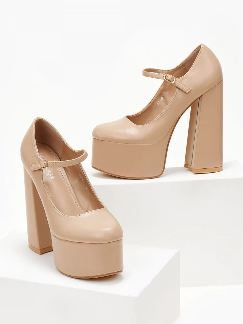 The Fashion Project Γόβες με φιάπα και κούμπωμα στο πλάι - Nude 3 The Fashion Project Γόβες με φιάπα και κούμπωμα στο πλάι - Nude - Image 3