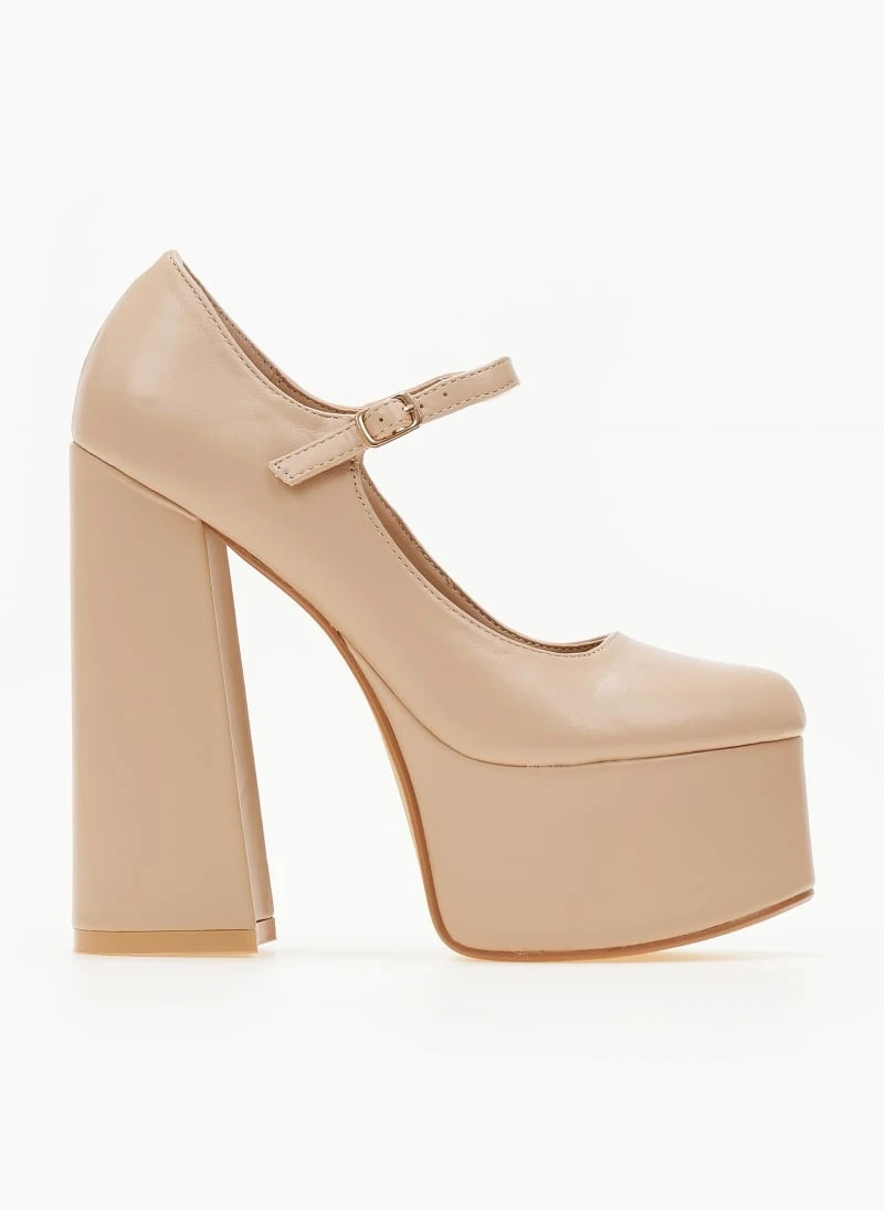 The Fashion Project Γόβες με φιάπα και κούμπωμα στο πλάι - Nude 2 The Fashion Project Γόβες με φιάπα και κούμπωμα στο πλάι - Nude - Image 2