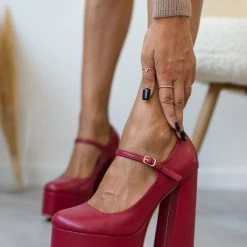 The Fashion Project Γόβες με φιάπα και κούμπωμα στο πλάι - Μπορντό