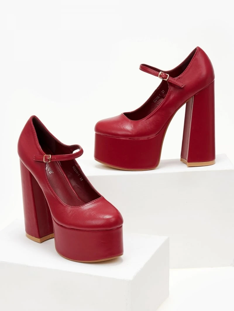 The Fashion Project Γόβες με φιάπα και κούμπωμα στο πλάι - Μπορντό 6 The Fashion Project Γόβες με φιάπα και κούμπωμα στο πλάι - Μπορντό - Image 6