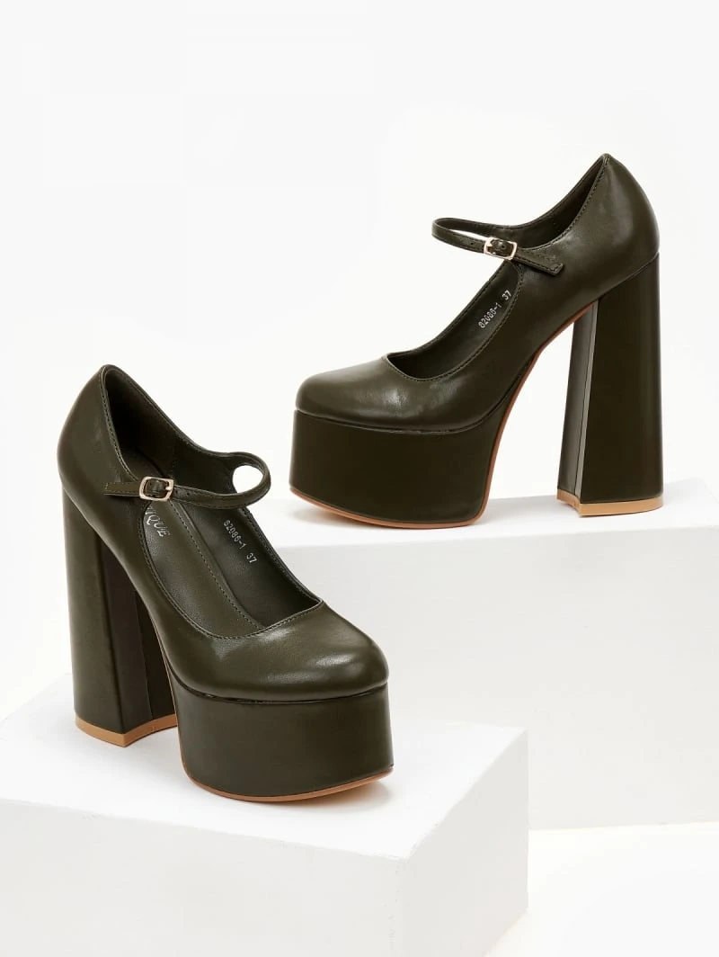 The Fashion Project Γόβες με φιάπα και κούμπωμα στο πλάι - Λαδί 5 The Fashion Project Γόβες με φιάπα και κούμπωμα στο πλάι - Λαδί - Image 5