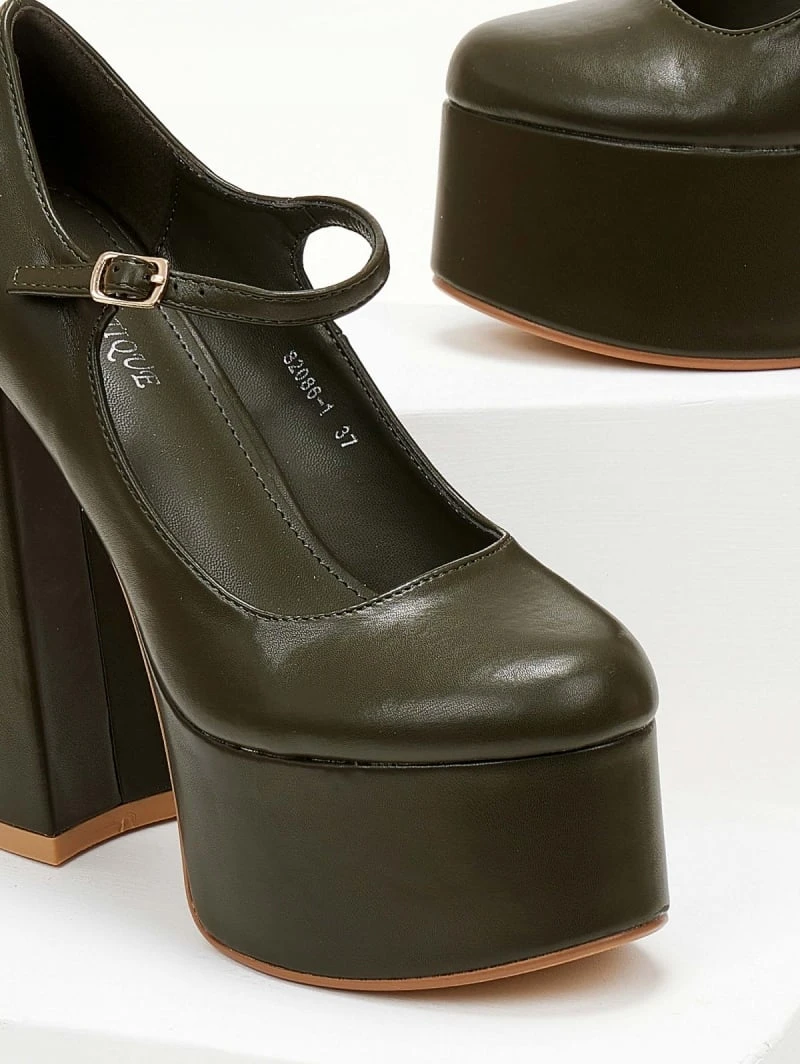 The Fashion Project Γόβες με φιάπα και κούμπωμα στο πλάι - Λαδί 6 The Fashion Project Γόβες με φιάπα και κούμπωμα στο πλάι - Λαδί - Image 6