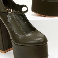 The Fashion Project Γόβες με φιάπα και κούμπωμα στο πλάι - Λαδί 11 The Fashion Project Γόβες με φιάπα και κούμπωμα στο πλάι - Λαδί -Γόβες Εκπτώσεις goves platform me mpareta 105480 ekpk