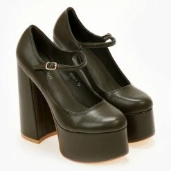 The Fashion Project Γόβες με φιάπα και κούμπωμα στο πλάι - Λαδί 8 The Fashion Project Γόβες με φιάπα και κούμπωμα στο πλάι - Λαδί -Γόβες Εκπτώσεις goves platform me mpareta 105480 u37r