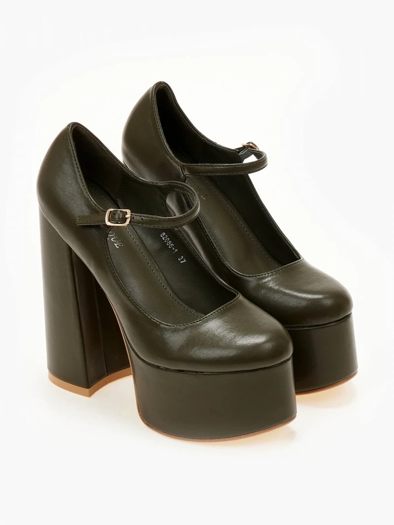 The Fashion Project Γόβες με φιάπα και κούμπωμα στο πλάι - Λαδί 3 The Fashion Project Γόβες με φιάπα και κούμπωμα στο πλάι - Λαδί - Image 3