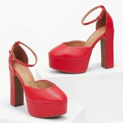 Γόβες με φιάπα και μπαρέτα VIZZANO 1400.101 - Κόκκινο -Γόβες Εκπτώσεις goves platform me mpareta vizzano 1400101 106407 w0os 1