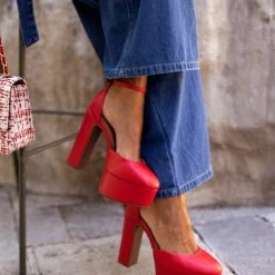 Γόβες με φιάπα και μπαρέτα VIZZANO 1400.101 - Κόκκινο