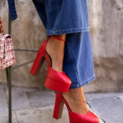 Γόβες με φιάπα και μπαρέτα VIZZANO 1400.101 - Κόκκινο