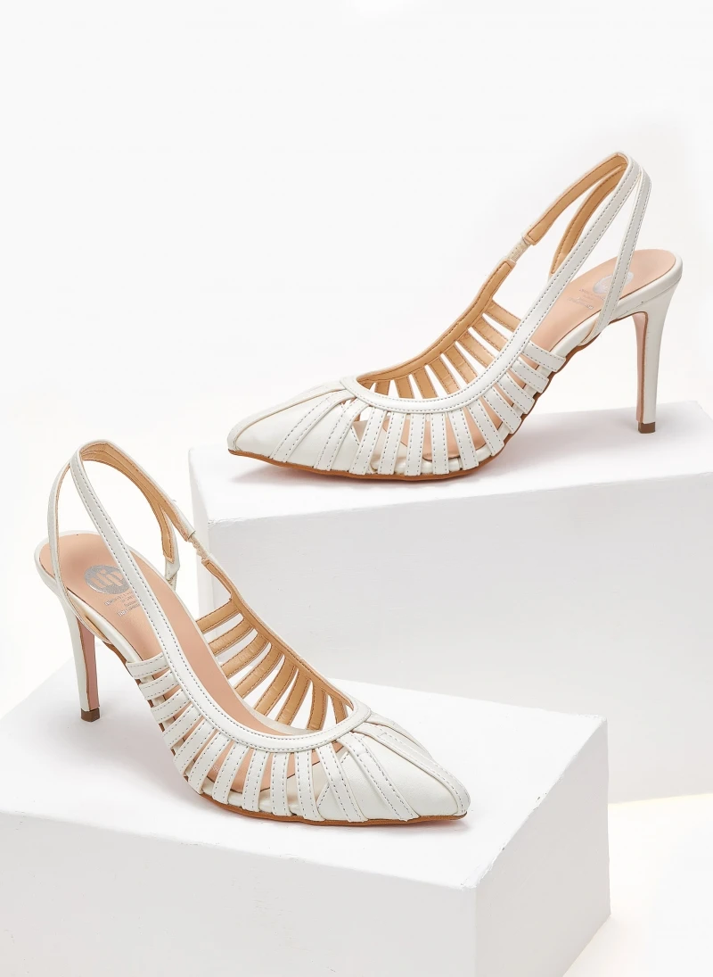 Γόβες μυτερές με ανοίγματα Tfp - Λευκό 4 Γόβες μυτερές με ανοίγματα Tfp - Λευκό - Image 4