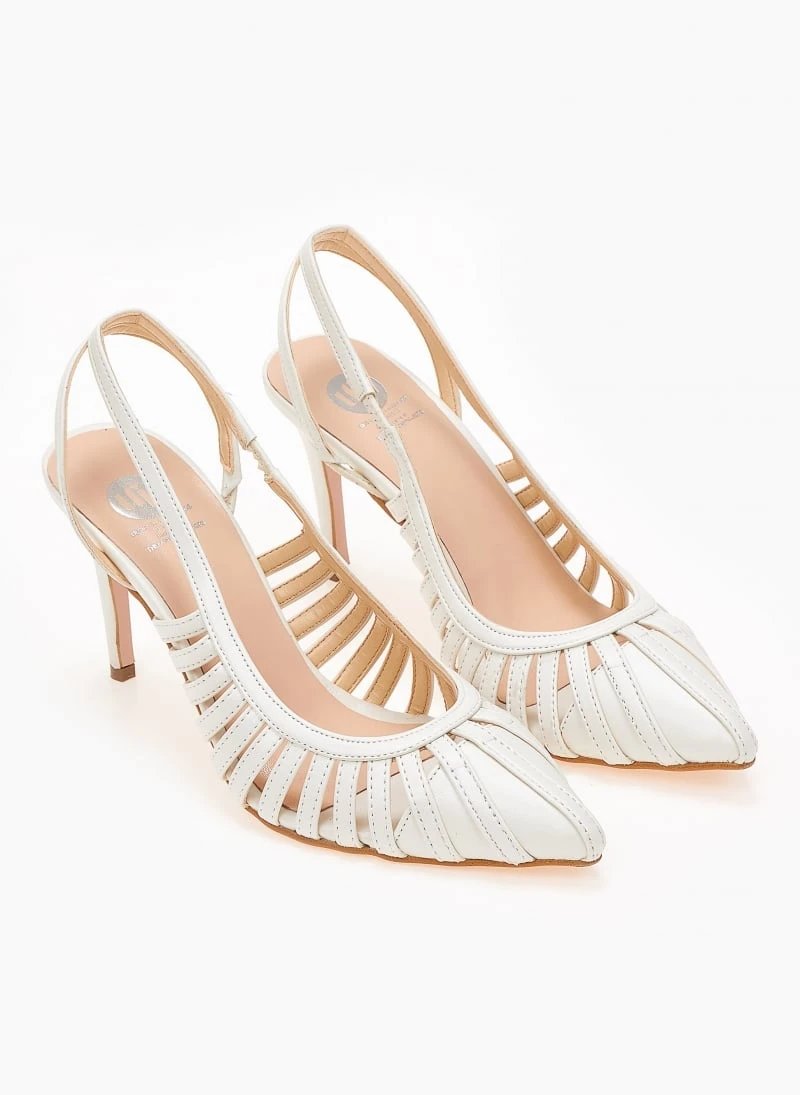 Γόβες μυτερές με ανοίγματα Tfp - Λευκό 1 Γόβες μυτερές με ανοίγματα Tfp - Λευκό