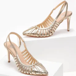 Γόβες μυτερές με ανοίγματα Tfp - Χρυσό 8 Γόβες μυτερές με ανοίγματα Tfp - Χρυσό -Γόβες Εκπτώσεις goves retro tfp me louraki 101888 479g 1