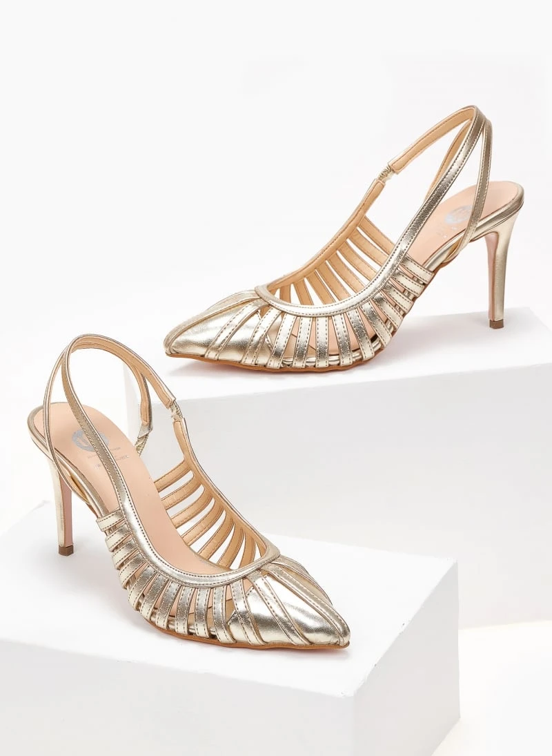 Γόβες μυτερές με ανοίγματα Tfp - Χρυσό 3 Γόβες μυτερές με ανοίγματα Tfp - Χρυσό - Image 3