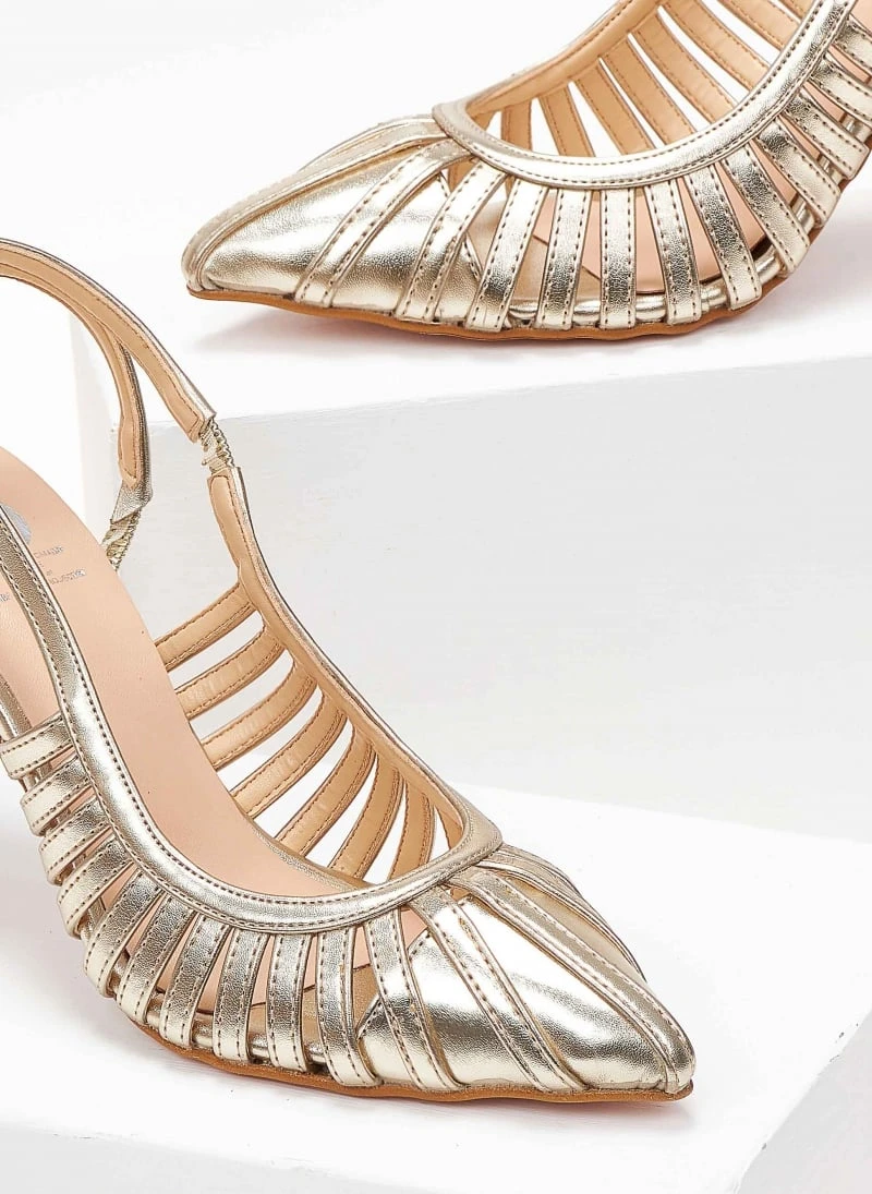 Γόβες μυτερές με ανοίγματα Tfp - Χρυσό 6 Γόβες μυτερές με ανοίγματα Tfp - Χρυσό - Image 6