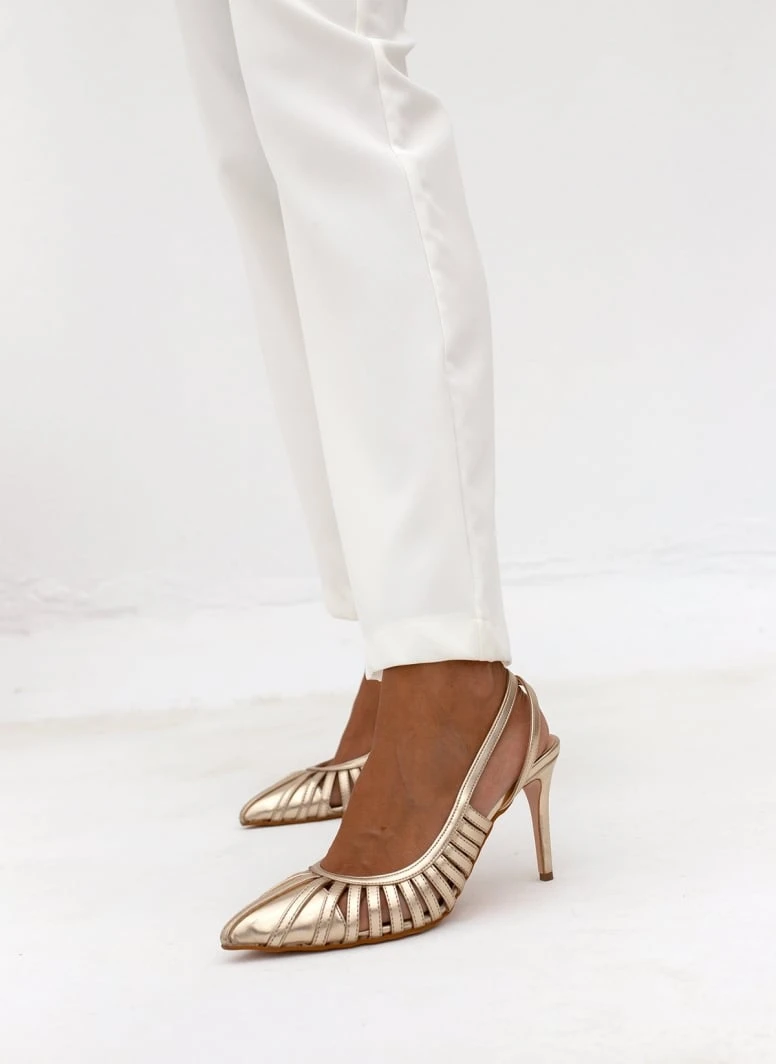 Γόβες μυτερές με ανοίγματα Tfp - Χρυσό 4 Γόβες μυτερές με ανοίγματα Tfp - Χρυσό - Image 4