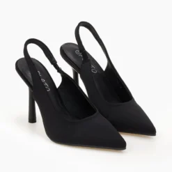 The Fashion Project Γόβες σατέν μυτερές με άνοιγμα - Μαύρο -Γόβες Εκπτώσεις goves saten anoixtes me lepto takouni 106896 dnce 1