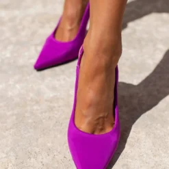 The Fashion Project Γόβες σατέν μυτερές με άνοιγμα - Μωβ -Γόβες Εκπτώσεις goves saten anoixtes me lepto takouni 106898 ckfo