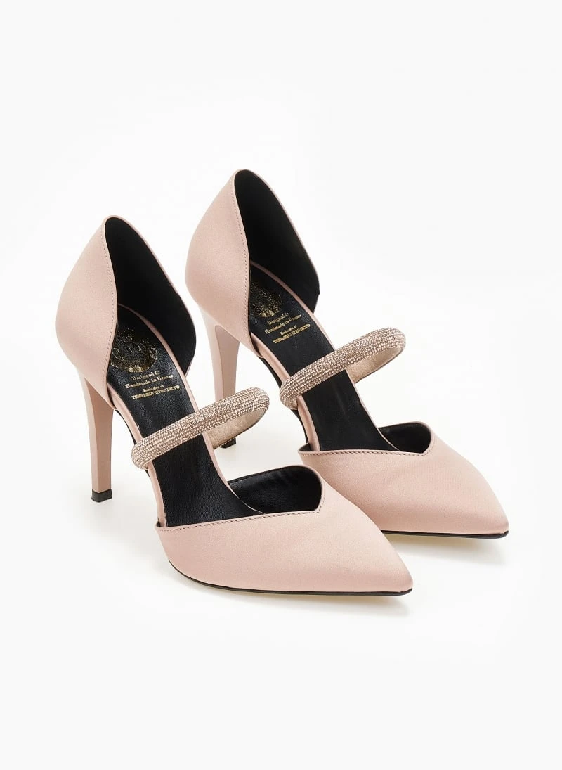 Γόβες σατέν ανοιχτές με Strass Tfp - Nude 4 Γόβες σατέν ανοιχτές με Strass Tfp - Nude - Image 4