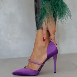 Γόβες σατέν ανοιχτές με Strass Tfp - Μωβ -Γόβες Εκπτώσεις goves saten anoixtes me strass tfp 108691 1trt