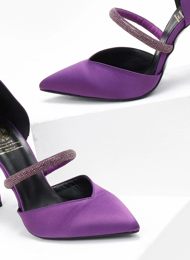 Γόβες σατέν ανοιχτές με Strass Tfp - Μωβ 3 Γόβες σατέν ανοιχτές με Strass Tfp - Μωβ - Image 3