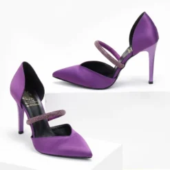 Γόβες σατέν ανοιχτές με Strass Tfp - Μωβ -Γόβες Εκπτώσεις goves saten anoixtes me strass tfp 108691 vvkg 1