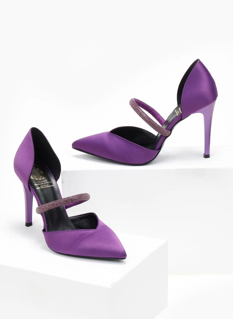 Γόβες σατέν ανοιχτές με Strass Tfp - Μωβ 5 Γόβες σατέν ανοιχτές με Strass Tfp - Μωβ - Image 5