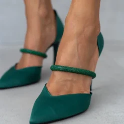 Γόβες σατέν ανοιχτές με Strass Tfp - Κυπαρισσί -Γόβες Εκπτώσεις goves saten anoixtes me strass tfp 108692 vivt