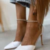 The Fashion Project Γόβες σατέν με Anklet Strass - Λευκό