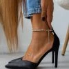 The Fashion Project Γόβες σατέν με Anklet Strass - Μαύρο