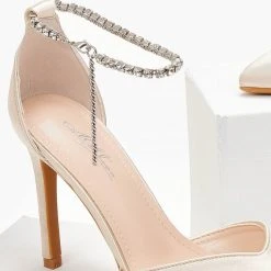 The Fashion Project Γόβες σατέν με Anklet Strass - Μπεζ -Γόβες Εκπτώσεις goves saten me anklet strass 105523 0dh7