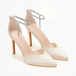 The Fashion Project Γόβες σατέν με Anklet Strass - Μπεζ -Γόβες Εκπτώσεις goves saten me anklet strass 105523 96mp 1