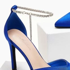 The Fashion Project Γόβες σατέν με Anklet Strass - Μπλε -Γόβες Εκπτώσεις goves saten me anklet strass 105525 9o8b