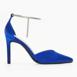 The Fashion Project Γόβες σατέν με Anklet Strass - Μπλε -Γόβες Εκπτώσεις goves saten me anklet strass 105525 kfwk 1