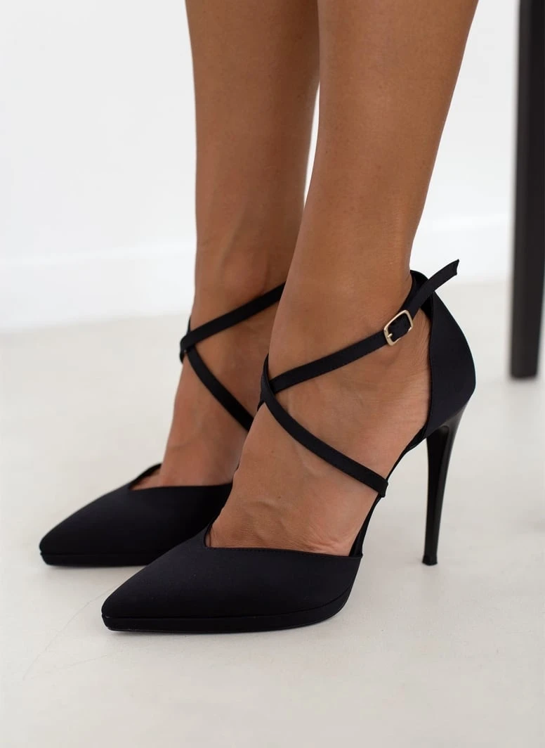 Γόβες σατέν με δέσιμο χιαστί Tfp Exclusive - Μαύρο 1 Γόβες σατέν με δέσιμο χιαστί Tfp Exclusive - Μαύρο