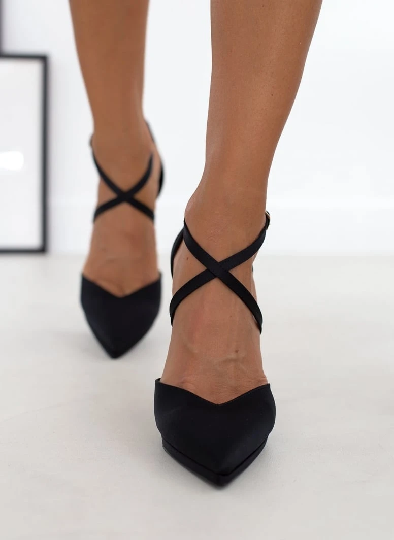 Γόβες σατέν με δέσιμο χιαστί Tfp Exclusive - Μαύρο 7 Γόβες σατέν με δέσιμο χιαστί Tfp Exclusive - Μαύρο - Image 7