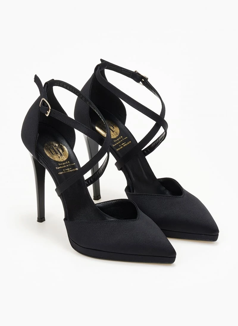 Γόβες σατέν με δέσιμο χιαστί Tfp Exclusive - Μαύρο 2 Γόβες σατέν με δέσιμο χιαστί Tfp Exclusive - Μαύρο - Image 2