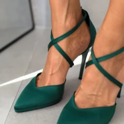 Γόβες σατέν με δέσιμο χιαστί Tfp Exclusive - Κυπαρισσί -Γόβες Εκπτώσεις goves saten me desimo xiasti tfp exclusive 108296 otrk